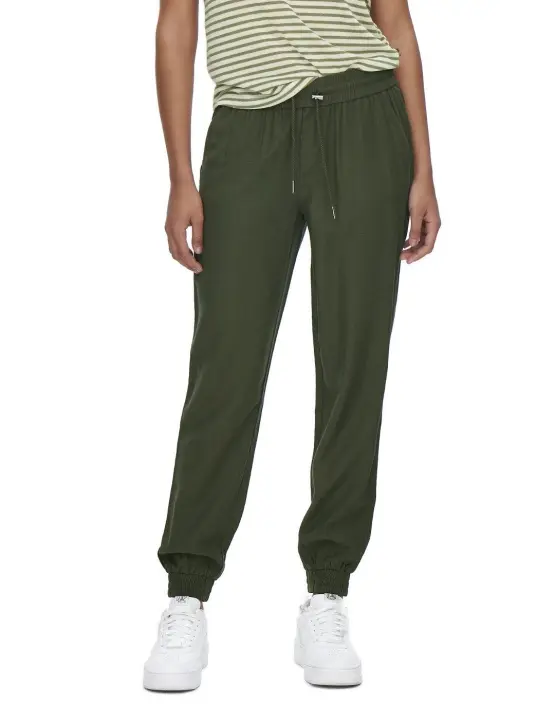 Pantalón Only Kelda jogger verde slim puños elásticos mujer - 1