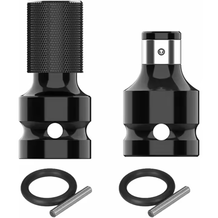 Adaptadores de dado de 2 piezas de 1/2" cuadrado a 1/4" hexagonal Convertidor de portabrocas de liberación rápida para portapuntas de destornillador y trinquete de impacto - Acero - 1