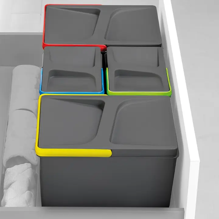 Contenedor de reciclaje para cajón de cocina recycle altura 216mm, 1x12litros, plástico gris antracita - 1