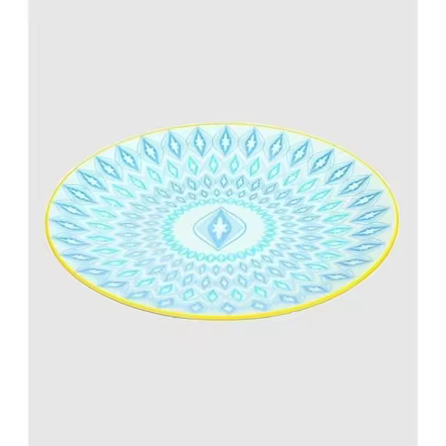 Plato diamantes azules borde amarillo     -EkilikuaHome - 1