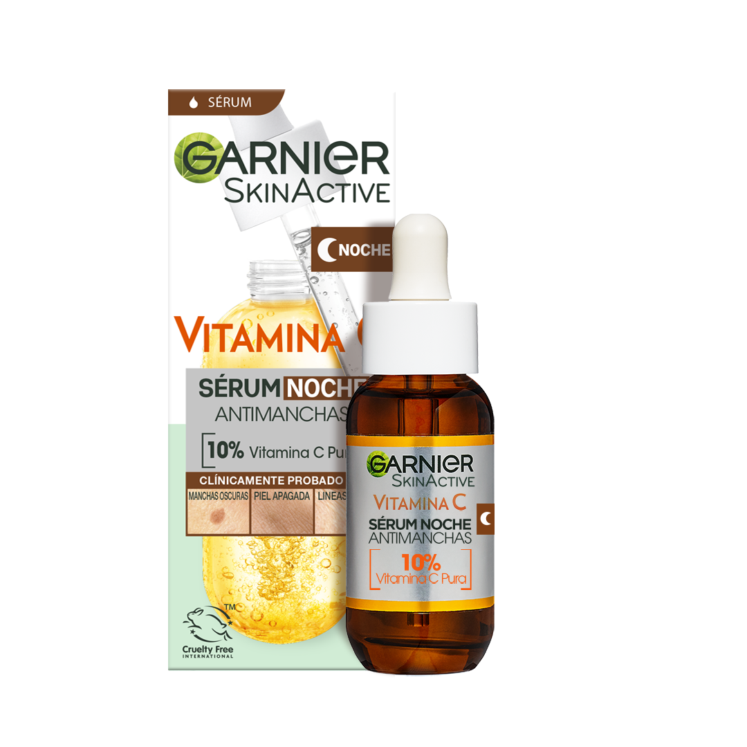 Garnier Sérum de Noche Antimanchas con 10% de Vitamina C Pura. Resultados clínicamente probados en manchas oscuras, piel apagada y líneas finas. 30ml