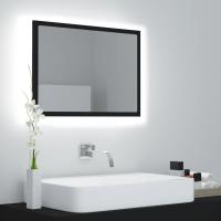 vidaXL Espejo de baño acrílico brillo 60x8,5x37 cm en color Negro/Marrón roble/Roble Sonoma y más | decorativo de pared para baño dormitorio recibidor moderno - details 0