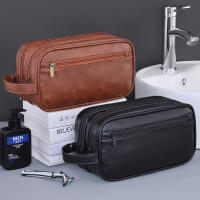 Bolsa De Viaje Para Hombres Doble Capa De Cuero PU Organizador De Baño Resistente Al Agua Para Shaving Y Cosméticos Kit Dopp Estuche De Almacenamiento - details 1