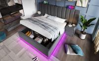 Cama Doble Moderna Inteligente | 160x200/180x200 | Con Almacenamiento + APP LED Controlable + Carga USB-C | Ecológico Lino Gris Anthracita | Somier Metálico | Sin Cogín - details 1