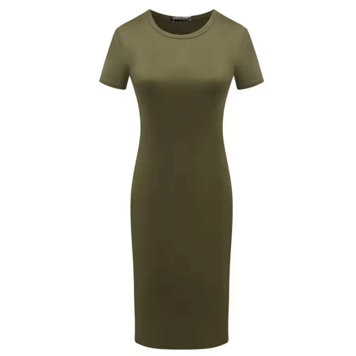 Vestido De Verano Para Mujer Largo De Rodilla Brillante Casual Con Manga Corta Vestido Bandage Bodycon Silueta Sheath QT031 - 1