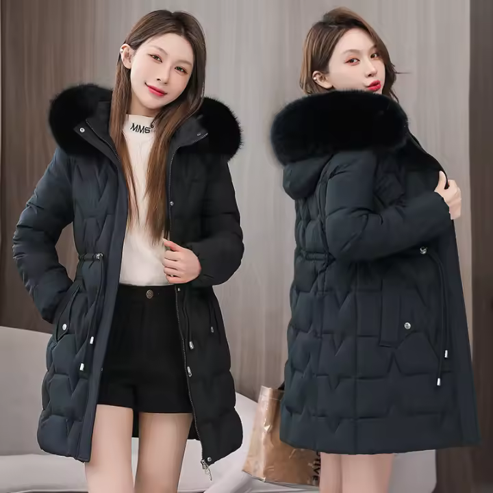 Mujeres Invierno Parka Abrigos Algodón Largo Casual Con Capucha Chaquetas Puffer Gruese Caliente Slim-Fit Acolchado Abajo Abrigo - 1