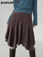 IAMSURE Falda Midi Asimétrica Elegante Y Casual Para Mujer Alta Cintura Poliéster Otoño Primavera Moda Básica 2024 - details 12