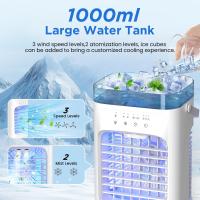Aire Acondicionado Portatil Mini, 5 en 1 Enfriador de Aire Pequeño, Tanque de 1000m, 3 Velocidades, 2 Nebulización, 2-4H Cronometrado, 7 LED Ventilador Refrigerador para Dormitorio Oficina - details 4