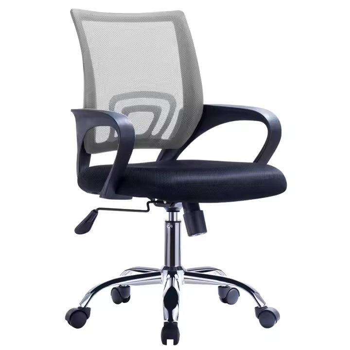 Sillón de oficina FISS NEW (M), negro, gas, basculante, malla gris, tejido negro - 1