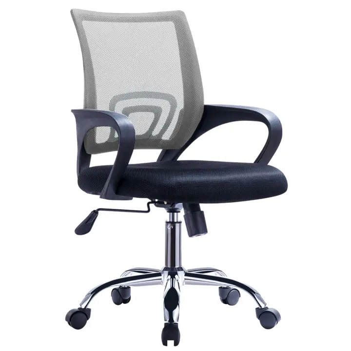 Sillón de oficina FISS NEW (M), negro, gas, basculante, malla gris, tejido negro - 1