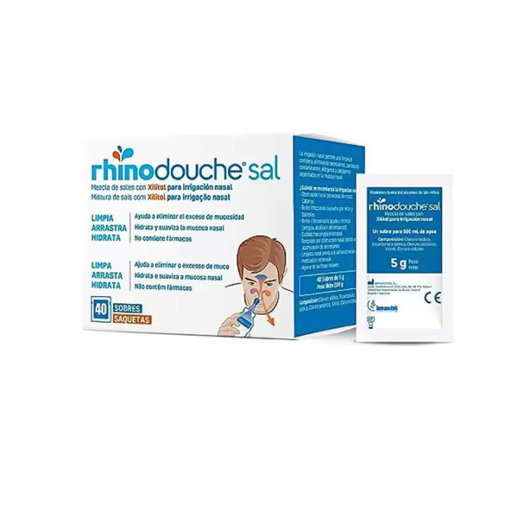 Rhinodouche Sal Limpieza Nasal 40 Sobres - Limpia Eficazmente - 1