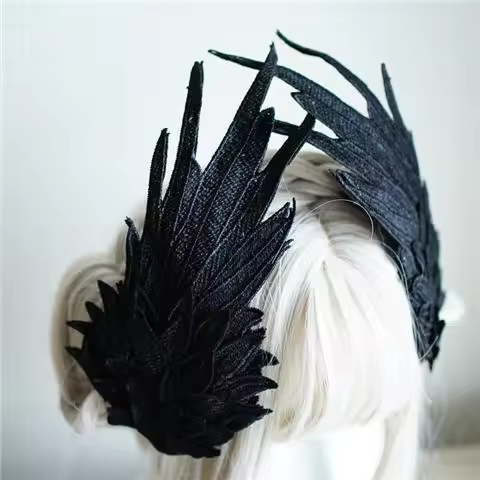 Clip De Pelo Con Alas De Angel Feathers Accesorios De Peluquería Lolita Anime Cosplay Negro Y Blanco Para Halloween Uso Unisex - 1