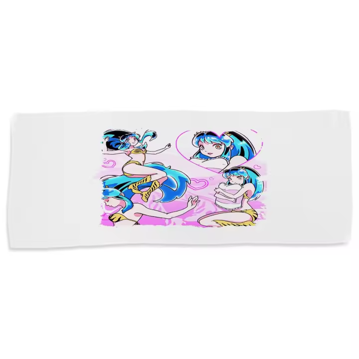 MERCHANDMANIA TOALLA MEDIANA GIMNASIO ABSORBENTE urusei yatsura lamu lum la chica invasora ogro oni kirin suave con bolsita - 1
