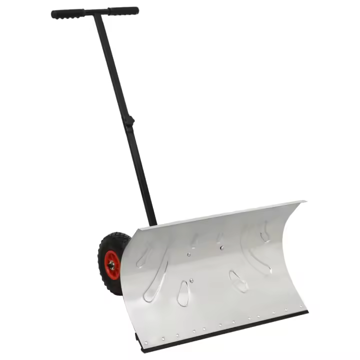 vidaXL Pala de nieve manual con ruedas - 1