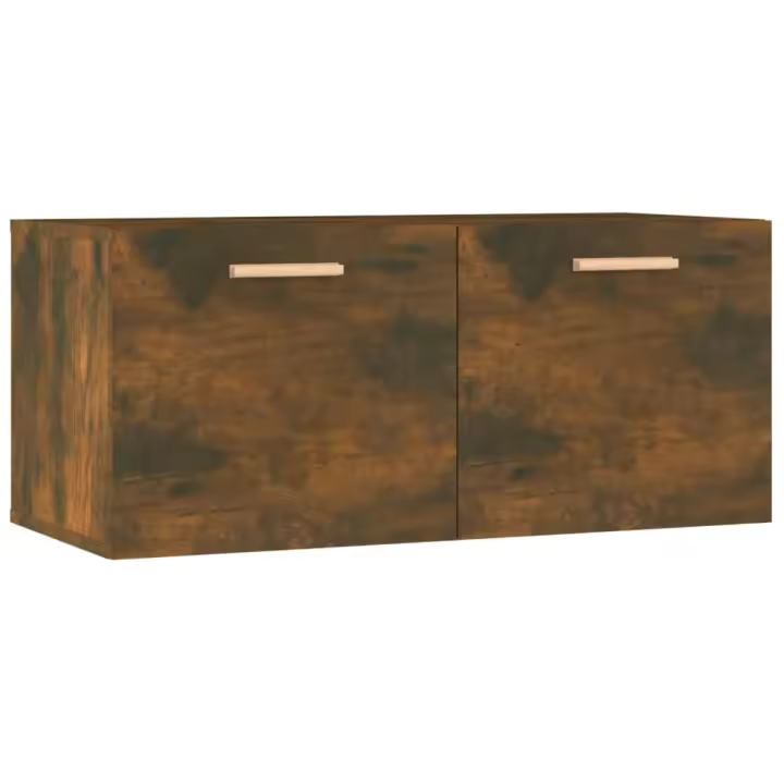 vidaXL Armario de pared madera de ingeniería 80x35x36,5 cm Gris hormigón, Blanco brillante, Roble ahumado Mueble Almacenaje Estantería para Oficina, Estudio, Dormitorio Estantería/Librería/ mueble de Almacenamiento - 1