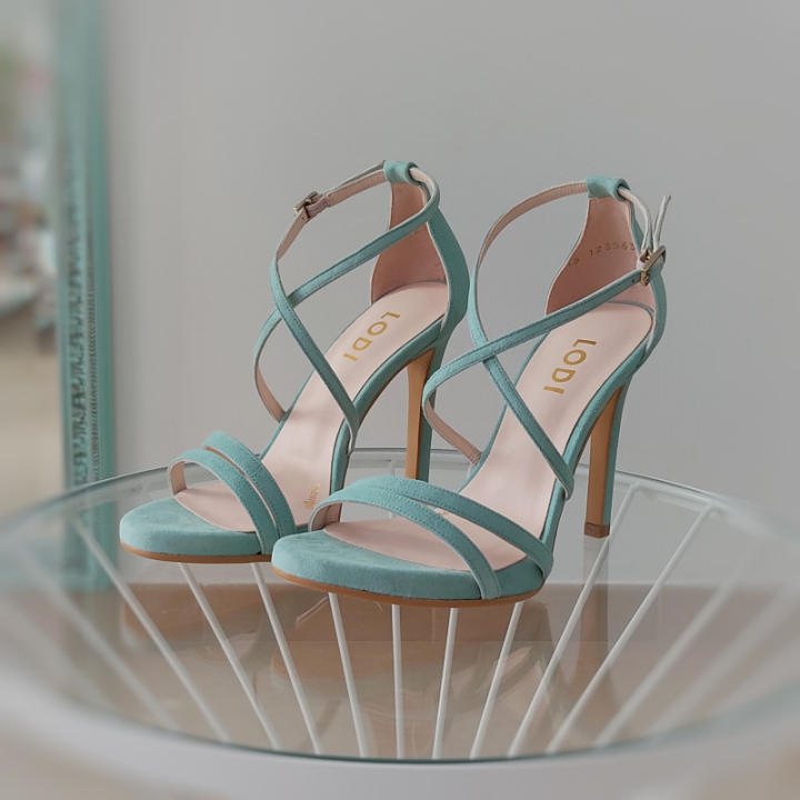 Tacón Alto Sandalia Verde Agua Tacon Tacon Ancho Zapatos De Novia