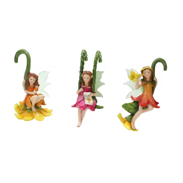 3pc Adorno De Jardín Con Árbol Vine Flower Fairy Decoración Creativa Para Bonsái Y Escena Multiescenario DIY Colgante De Resina Tema Fae - 1