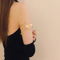 Pulseras De Brazo Superior De Hojas Y Flores De Metal Ajustables Para Mujer Joyería De Mano Accesorios De Regalo Con Salida Hollow out - details 6