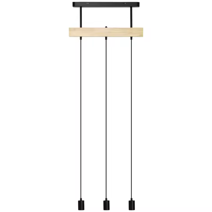 HOMCOM Lámpara colgante de 3 luces, lámpara colgante regulable en altura con casquillo E27, de diseño industrial, para cocina, comedor, metal, negro - 1