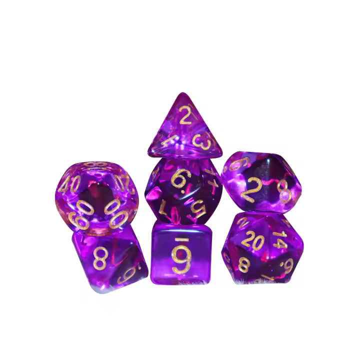 Dados Poliedros Transparentes Morados Para Juegos De Rol Y Tablero Juguete Multijugador Cooperativo Dado Digital - 1