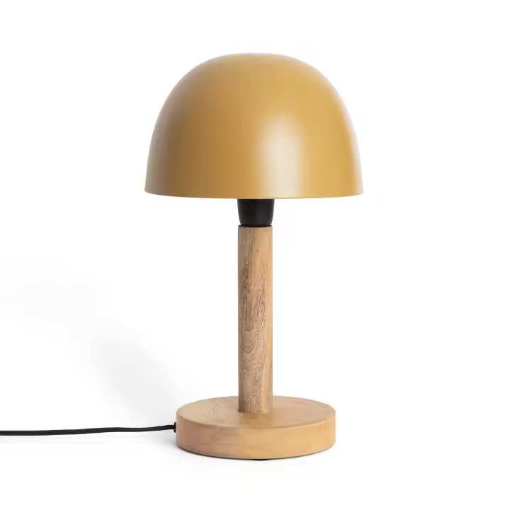 Ledkia Lámpara de Mesa Metal y Madera Mallavi Amarillo - 1
