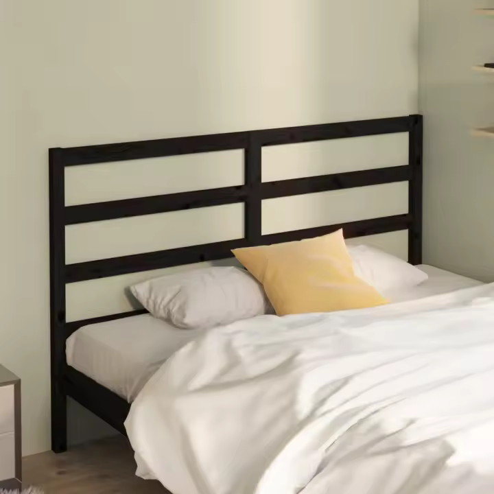 vidaXL Cabecero de cama madera maciza de pino negro 166x4x100 cm - 1
