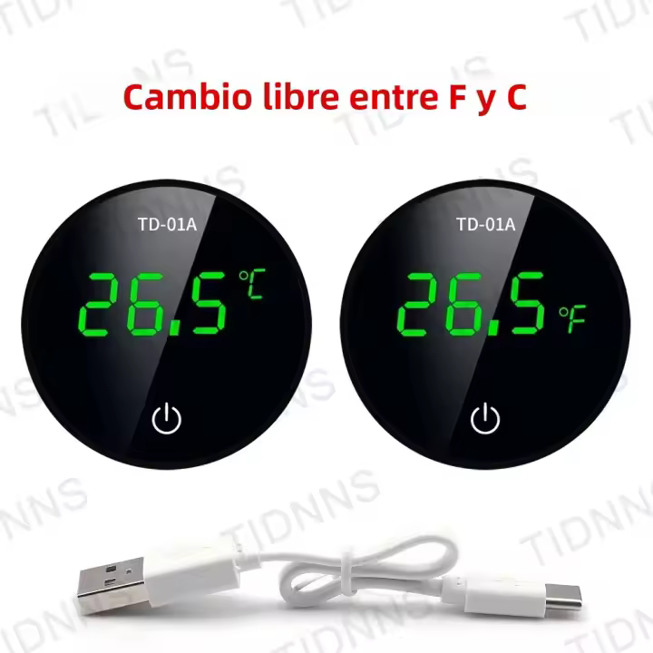 Termómetro De Acuario Digital LCD Mini Precisión Alta Para Tanque De Peces Tipo-C Externo Rango De Medición -9.9 a 50℃ - 1