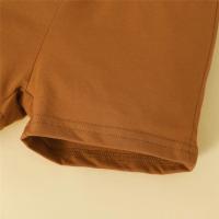 Conjunto De Ropa Para Bebé Niño Dinosaurio De Dibujos Animados 0-3 Años 2PCS Camiseta Corta Blanca Y Shorts Marrón Estilo Deportivo Moda Bonita - details 4