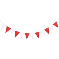 Bandeja De Fiesta Temática Del Carnaval En Tela Roja Y Blanca Para Decoración De Cumpleaños Circo Con Bandera De Triángulos - details 5