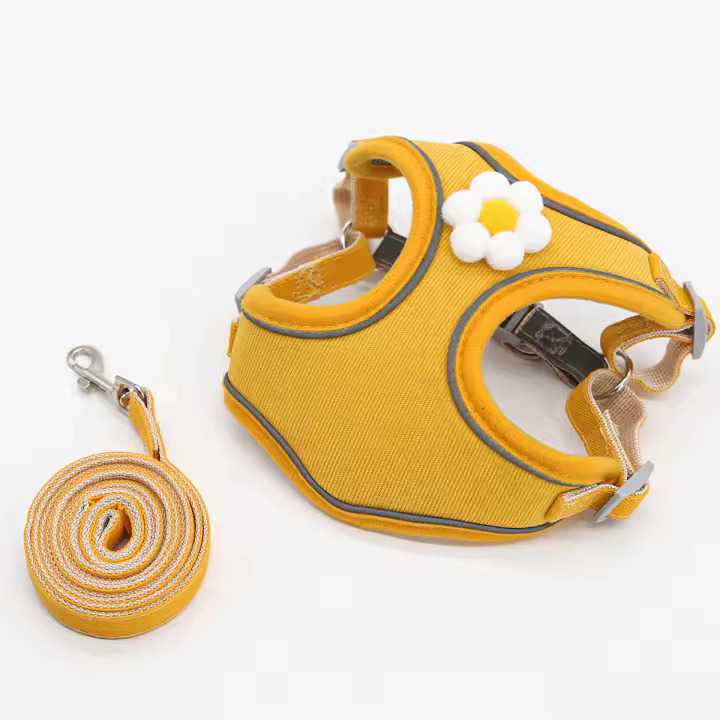 Juego De Arnes Para Perros Pequeños Con Correa De Tracción Material De Poliéster Estilo Lindo Y Práctico Para Caminar - 1