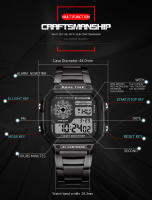Reloj Deportivo Militar Para Hombre Acero Inoxidable 5BAR Impermeable Pantalla Digital Relogio Masculino Con Alarma Y Calendario - details 6