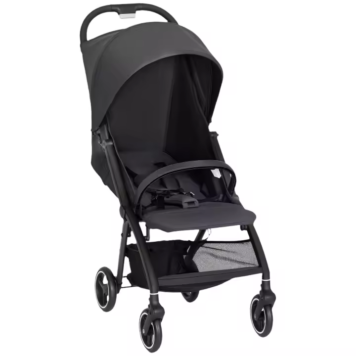 AIYAPLAY Silla de Paseo Ligera, Carrito para Bebé Plegable, Respaldo Reclinable, Reposapiés Ajustable, Capota, Cesta, Arnés de 5 Puntos, Carga Máxima 15 kg, Gris Oscuro - 1