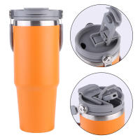 Taza De Viaje Aislada De Acero Inoxidable De 30oz Con Mango Y Capucha Para Bebidas Frías Y Calientes 901ml-1L Portátil Para Coche - details 20