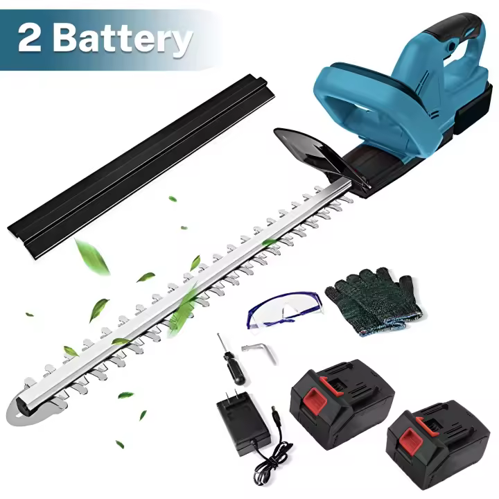 Cortasetos eléctrico inalámbrico, recortador de setos de 21V y 22 pulgadas con batería de 3.0Ah y cargador con doble Hoja de Acción, capacidad de corte de 3/5" - 1