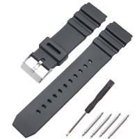 Correa De Reloj Deportivo Para Hombres PU Negra 18mm 20mm 22mm Con Hebilla De Acero Inoxidable Silver Compatible Con Relojes Tradicionales - details 0