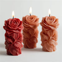 Molde De Silicona 3D Para Vela De Pilar Rosa DIY Geométrico Flor Columna Vela Aromática Molde De Ornamento De Plaster Regalo Hecho a Mano Decoración De Boda - details 2