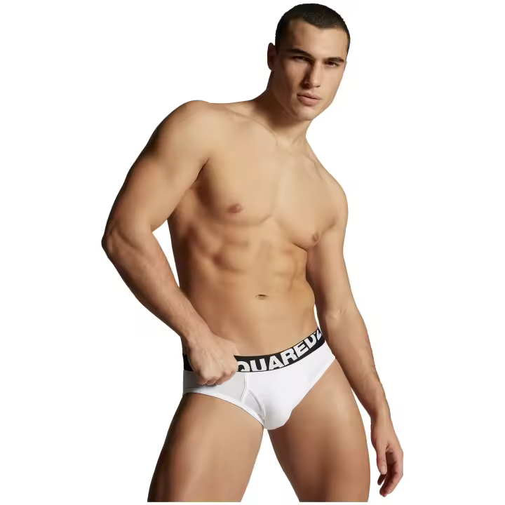 Pack 2 Slips DSQUARED2 de Algodón con Logo en Cinturilla Color Blanco - 1