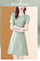 Vestido EVNISI Slim Oficina A-line Verano Mujer Elegante Verde Manga Corta Cuello O Casual Bodycon Fiesta Vestido Fairy - details 1