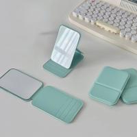 Desktop Makeup Mirror Solid Color PU Leather Simple Portable Handheld Makeup Mirror Foldable Student Compact Cute Pocket Mirror - details 7