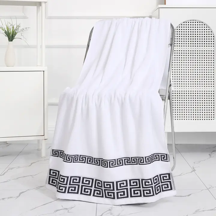 Toalla De Baño Grande Y Gruesa De Algodón Puro Absorbent De Agua No Desprendible With Patrón Rectangular Máquina Lavable - 1