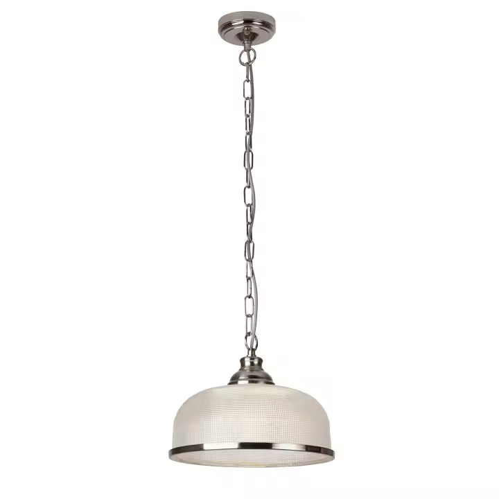 Moderno Suspensión Bistro Ii Steel Silver Glass Trasp 1 Luz E27 - 1
