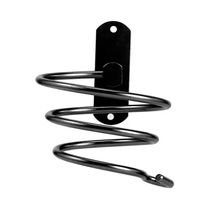 Soporte De Secador De Pelo De Pared Triangular De Acero Inoxidable Con Almacenamiento Para Baño En Color Oro Negro Y Plata - 1