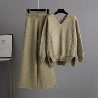 Conjunto De Suéter Y Pantalones Para Mujer HLBCBG Otoño Invierno 2 Piezas Tejido De Cashmere Estilo Casual Oversize V-Neck - details 6