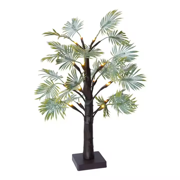 Luces de palmera, altura 55cm/21,65 pulgadas, árbol de iluminación de mesa de hoja de palma blanca cálida para Navidad, Fiesta en casa, boda, decoración de cafetería - 1