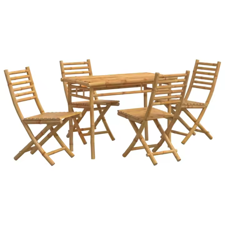vidaXL Juego de comedor de jardín 5 piezas bambú - 1