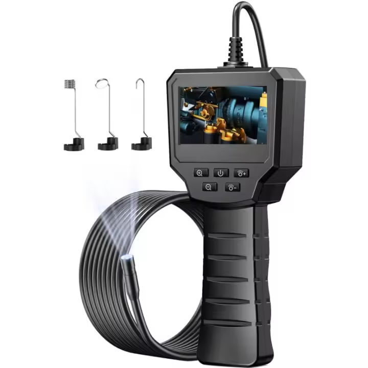 Cámara de inspección de 2,4 pulgadas, cámara 1440P HD de 2,0 MP con 6 LED ajustables, cámara digital impermeable IP67 de 8 mm, 5 m - 1