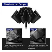 Paraguas Automático Completo Para Hombres Y Mujeres Con Rayas Reflectantes Antiviento Y Protección UV Paraguas Tridimensional Para Adultos - details 4