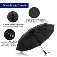 Paraguas Automático Completo Para Hombres Y Mujeres Con Rayas Reflectantes Antiviento Y Protección UV Paraguas Tridimensional Para Adultos - details 2