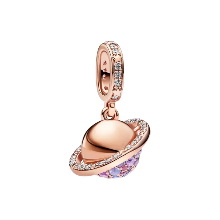 Charm PANDORA  Colgante Planeta Morado en Color Oro Rosa - Charm Universo (Sin Caja Pandora) - 1