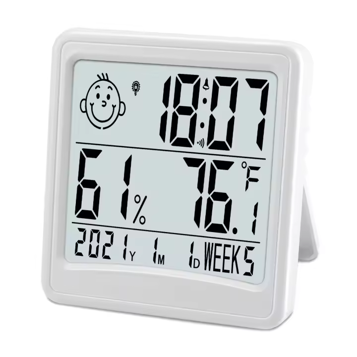 Termómetro Y Higrómetro Digital LCD Con Alarma Y Función De Iluminación Indoor Temporizador Electrónico Para El Hogar - 1
